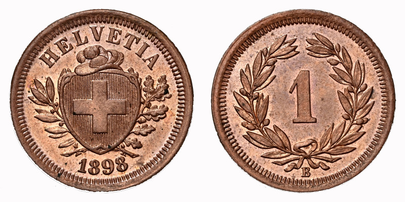 Schweiz | Switzerland | Suisse | Svizzera Eidgenossenschaft 1 Rappen 1898 B NGC ...