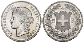 Eidgenossenschaft 5 Franken 1900 B, Bern. 25.05 g. Divo 181. HMZ 2-1198i. Selten bis vorzüglich