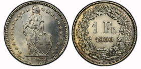Eidgenossenschaft 1 Franken 1900 B, Bern. Divo 182. HMZ 2-1204k. Prachtvolle Erhaltung / Magnificent condition. PCGS MS64 Cert.No: 51117083