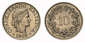Eidgenossenschaft 10 Rappen 1902 B NGC MS 64 Cert.No: 2932900-022