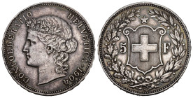 Eidgenossenschaft 5 Franken 1904 B, Bern. 24.97 g. Divo 212. HMZ 2-1198j. Sehr schön bis vorzüglich kleiner Randschlag