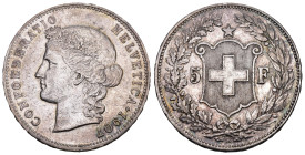 Eidgenossenschaft 5 Franken 1907 B, Bern. 25.05 g. Divo 236. HMZ 2-1198k. Sehr schön bis vorzüglich