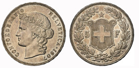 Eidgenossenschaft 5 Franken 1907 B, Bern. 25.05 g. Divo 236. HMZ 2-1198k. NGC MS 61 Cert.No: 2933708-006