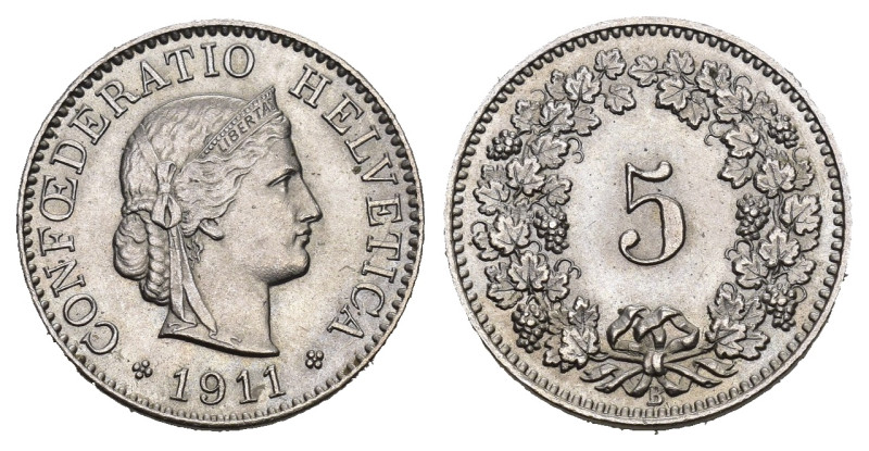 Schweiz | Switzerland | Suisse | Svizzera Eidgenossenschaft 5 Rappen 1911 Cu-Ni ...