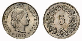Eidgenossenschaft 5 Rappen 1911 B NGC MS 65 Cert.No: 2932900-002