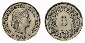 Eidgenossenschaft 5 Rappen 1911 B NGC MS 66 Cert.No: 2932900-001