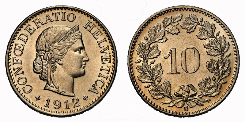 Schweiz | Switzerland | Suisse | Svizzera Eidgenossenschaft 10 Rappen 1912 NGC M...