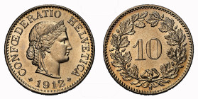 Eidgenossenschaft 10 Rappen 1912 NGC MS 66+ Cert.No: 2932900-028