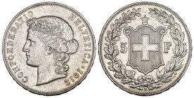 Eidgenossenschaft 5 Franken 1912 B, Bern. 24.99 g. Divo 282. HMZ 2-1198n. Sehr selten  vorzüglich