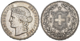 Eidgenossenschaft 5 Franken 1912 B, Bern. 24.99 g. Divo 282. HMZ 2-1198n. Sehr schön +