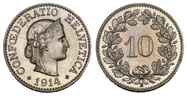 10 Rappen 1914 Cu-Ni KM 27 FDC