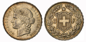 5 Franken 1916 B, Bern. 24.96 g. Divo 317. HMZ 2-1198o. Prachtvolle Erhaltung NGC AU 55 Cert.No: 2933708-002