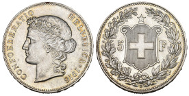 5 Franken 1916 B, Bern. 24.96 g. Divo 317. HMZ 2-1198o. Prachtvolle Erhaltung vorzüglich bis unzirkuliert