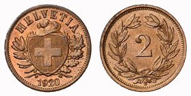 2 Rappen 1920 B NGC MS 65 BN Cert.No: 2932900-048