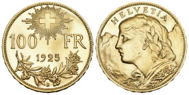 100 Franken 1925 B, Bern. Divo 359. HMZ 2-1193a. Fr. 502. minimal berieben sonst fast Stgl