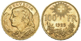 100 Franken 1925 B, Bern. Divo 359. HMZ 2-1193a. Fr. 502. fast Stgl