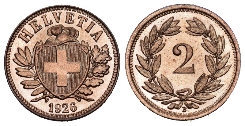 Schweiz | Switzerland | Suisse | Svizzera 2 Rappen 1926 Kupfer KM 4.1 Top Qualit...