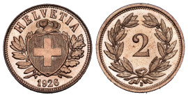 2 Rappen 1926 Kupfer KM 4.1 Top Qualität FDC