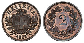 2 Rappen 1928 Kupfer KM 4.1 Top Qualität FDC