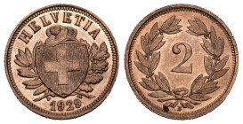 2 Rappen 1929 Kupfer KM 4.2 Top Qualität FDC