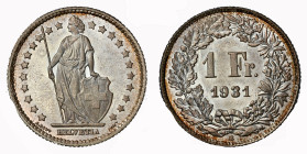 1 Franken 1931 Silber NGC MS 67 Cert.No: 2932900-040