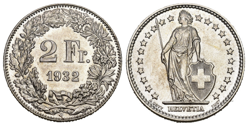Schweiz | Switzerland | Suisse | Svizzera 2 Franken 1932 Silber 10g KM 21 fast F...