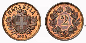 2 Rappen 1934 B NGC MS 64 RB Cert.No: 2932900-037