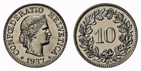 10 Rappen 1937 B NGC MS 65 Cert.No: 2932900-032