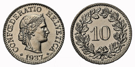10 Rappen 1937 B NGC MS 65 Cert.No: 2932900-034