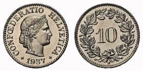 10 Rappen 1937 B NGC MS 65 Cert.No: 2932900-033