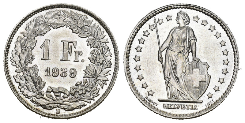 Schweiz | Switzerland | Suisse | Svizzera 1 Franken 1939 B Silber 5g ab original...