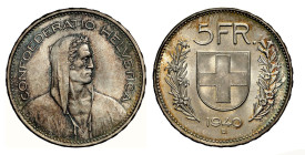 5 Franken 1940 B Silber 15g KM 40 NGC MS 64 Cert.No: 2918673-020