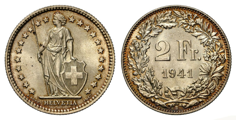 Schweiz | Switzerland | Suisse | Svizzera 2 Franken 1941 B Silber 10g KM 21 NGC ...