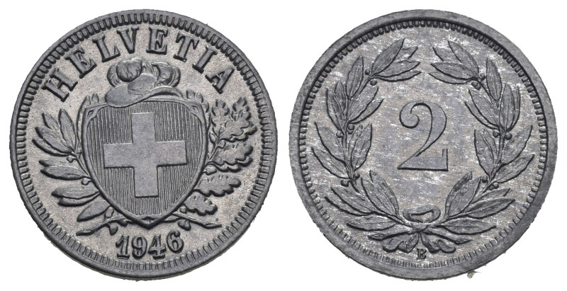 Schweiz | Switzerland | Suisse | Svizzera 2 Rappen 1946 Zink Topqualität KM 4.26...