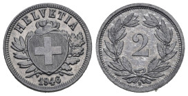 2 Rappen 1946 Zink Topqualität KM 4.26 FDC