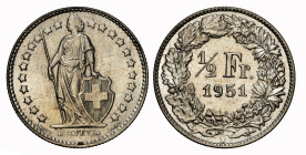 1/2 Franken 1951  Silber 2.5g NGC MS 64 Cert.No: 2918673-010