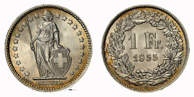 1 Franken 1955 Silber 5g NGC MS 65 Cert.No: 2932900-042