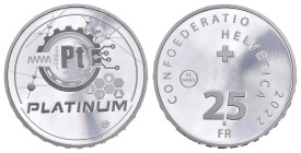 25 Franken 2022 Platin 13.89g selten, in Originalbox mit Zertifikat