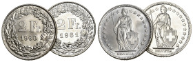 2 Franken 1960+1961 2 Franken Silber 10g KM 21 FDC
