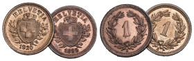 1 Rappen 1899+1920 Kupfer 2 Stk alle unzirkuliert