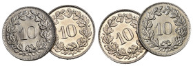 10 Rappen 1950+1962 Cu-Ni, 2 Stk alle FDC