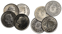 5 Rappen 1934+1949+1963+1965 Cu-Ni, 4 Stk alle FDC