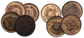 1 Rappen 1924+1920+1940 Kupfer, 4 Stk alle FDC