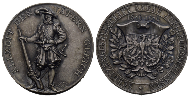 Schweiz | Switzerland | Suisse | Svizzera Aargau. Silbermedaille 1896. Aarau. Ju...