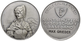 Basel O.J Silber 48.8g 50mm Kantonalschürtzengesellschaft Ehrenmedaille Ri: - FDC
