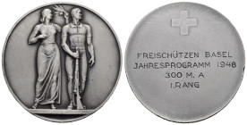Basel 1948 Freischützenmedaille Silber 50.7g 50mm fast FDC
