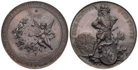 Bern. Kupfermedaille 1891. Burgdorf. Kantonalschützenfest. 41.90 g. Richter (Schützenmedaillen) 215b. Fast FDC Originalbox
