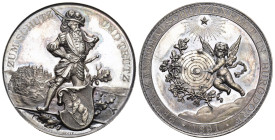Bern. Silbermedaille 1891. Burgdorf. Kantonalschützenfest. 39.04 g. Richter (Schützenmedaillen) 215a. FDC Originalbox