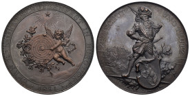 Bern. Kupfermedaille 1891. Burgdorf. Kantonalschützenfest. 41.90 g. Richter (Schützenmedaillen) 215b. Fast FDC Originalbox