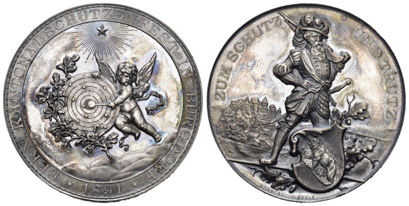 Schweiz | Switzerland | Suisse | Svizzera Bern. Silbermedaille 1891. Burgdorf. K...